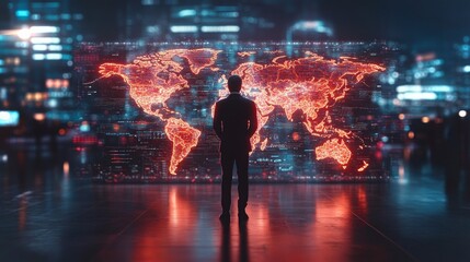 Exploring a modern digital world with animated global data visualization in 4k clarity