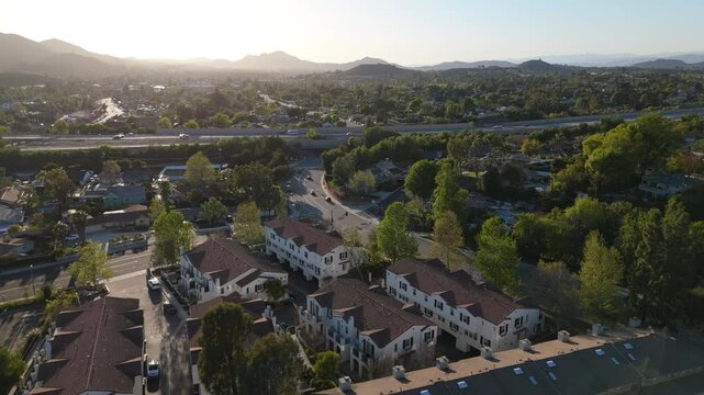 Aerial shots beautifully showcase the stunning, breathtaking landscapes along with the vibrant suburban life found in Los Angeles, California. You will definitely not be disappointed by this view