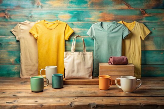 Vintage Sublimation Design Space: Retro-Styled Blank Apparel Mockups for Print-on-Demand