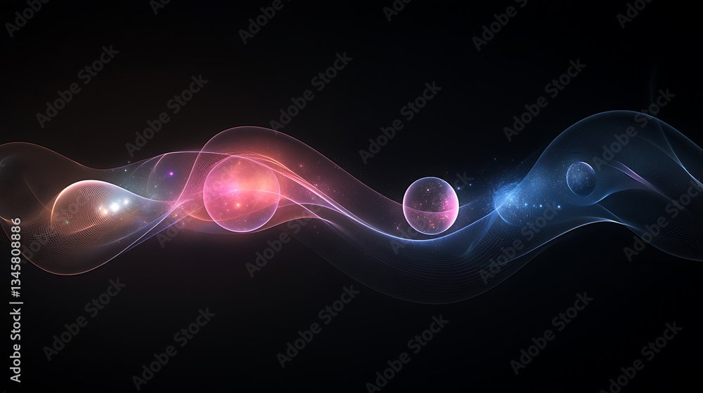 Aufkleber dark cosmic background with soft gradients and glowing spheres creates mesmerizing visual effect. fl