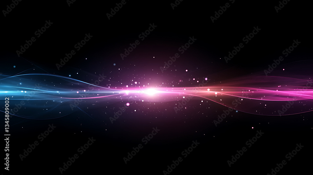 Aufkleber dark cosmic background with soft gradient of blue and pink hues, featuring sparkling particles and l
