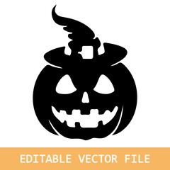 Pumkin lantern silhouette icon design vector ,black pumkin head on white background, Helloween festival pumkin lantern icon clip art illustration