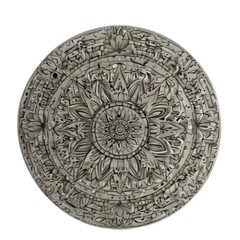 Intricate Grey Mandala Wall Art With Floral and Geometric Patterns Circular Ornamental Stone Design on White Background