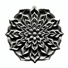 Intricate floral mandala design wall decor isolated on white background