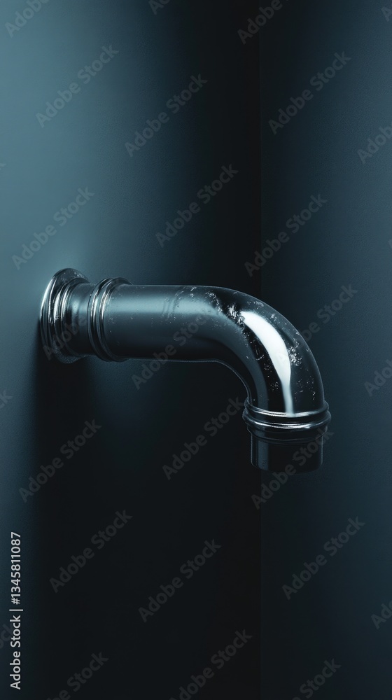 Poster a close-up shot of a black faucet with water running down its side