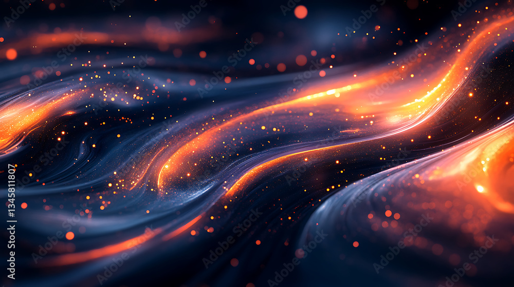 Aufkleber vibrant abstract background with flowing orange and blue waves, creating dynamic and energetic atmos