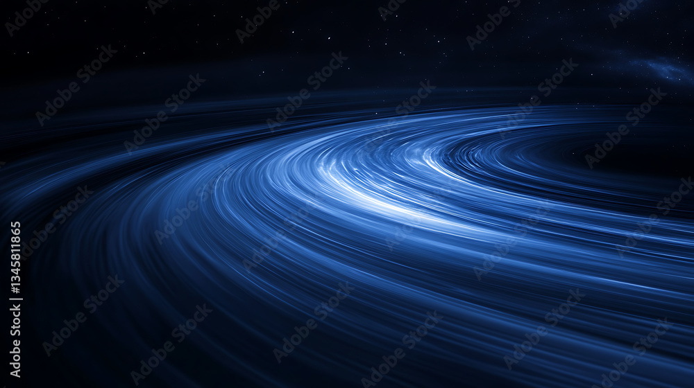 Aufkleber mesmerizing blue swirl of light in dark cosmic space, evoking sense of wonder and tranquility. flowi