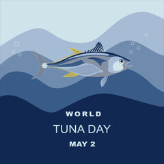 World tuna day. Tuna fish. Template, flyer, sticker, for design. 