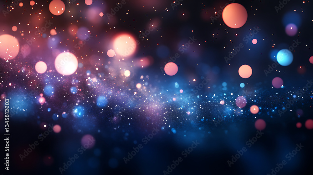 Poster vibrant abstract background featuring colorful bokeh lights and starry effect, creating dreamy atmos