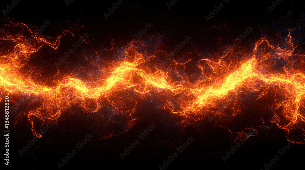 Poster abstract background of fiery electric waves in deep orange create dynamic visual effect