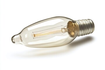 A clear glass lightbulb with a visible filament, showcasing its vintage design.