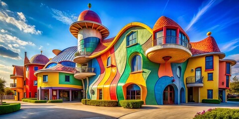 Fototapeta premium Whimsical Fool's Cap Architecture: Playful Building Design Stock Photo