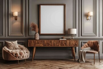 Elegant and Cozy Living Room Interior with Stylish Furniture and Neutral Wall Colors