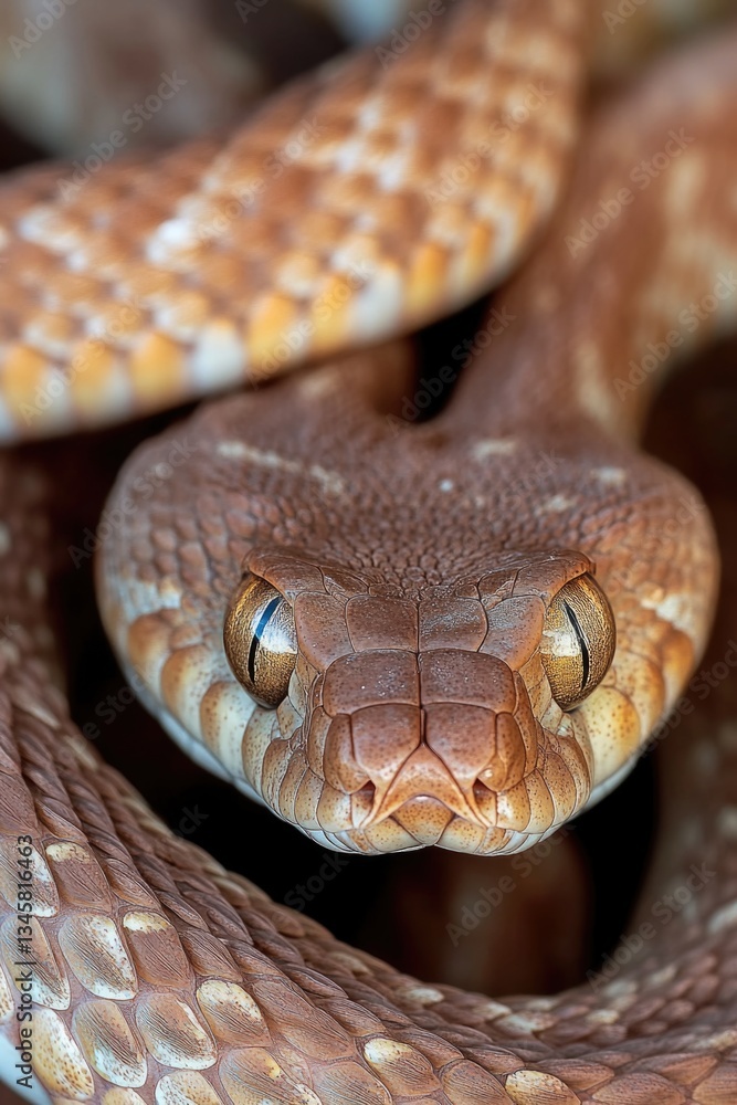 Poster a detailed image of a snake's head with the tongue extended, useful for wildlife or nature-themed pr