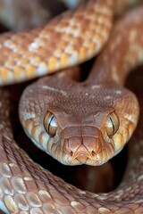 Obraz premium A detailed image of a snake's head with the tongue extended, useful for wildlife or nature-themed projects