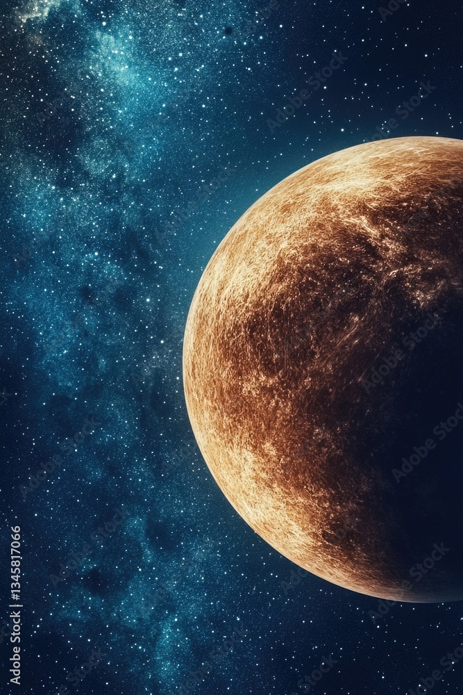 Aufkleber A clear view of a distant planet with stars shining bright in the background, perfect for representing space and astronomy concepts