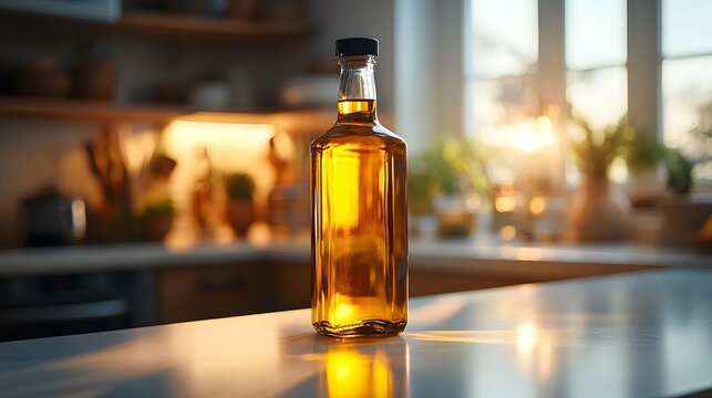 An Elegant Display of Premium Cooking Oil on a Pristine White Countertop