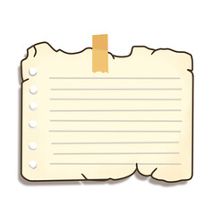 Vintage Blank Note Paper Illustration with adhesive tape