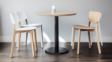 Modern Cafe Table for Chairs, Minimalist Interior.