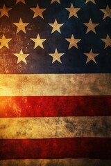 Fototapeta premium An American flag waving with the sun shining brightly behind it