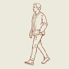 a man in casual clothes is walking vector for card decoration illustration