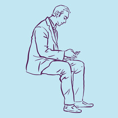 man sitting on a chair vector for illustration card decoration