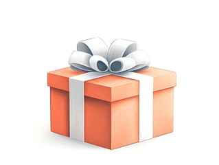 Peach Gift Box with White Ribbon.