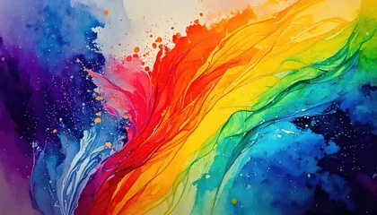 Vibrant Rainbow Watercolor: A Serene Abstract Explosion