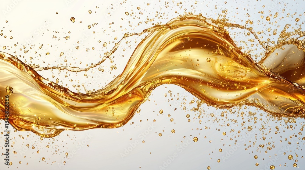 Poster a dynamic wave of liquid with many droplets splashing