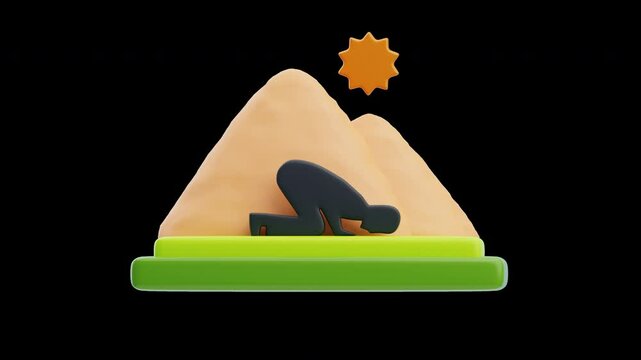 3D Animation of Muslim Man Doing Salat