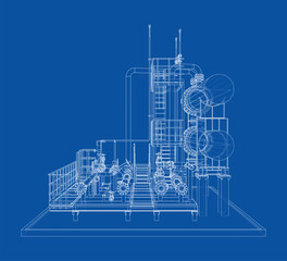 Petroleum heater exchanger. Vector rendering of 3d