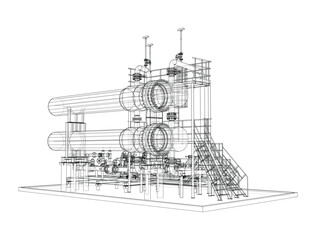 Obraz premium Petroleum heater exchanger. Vector rendering of 3d