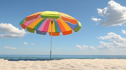Colorful umbrella on a sunny day at the beach, perfect for outdoor events or summer activities