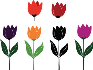 Elegant Tulip Flower Vector Set – Minimalist Floral Design