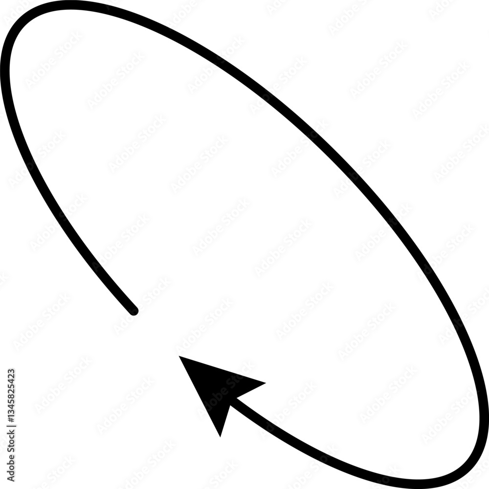 Canvas Prints oval circle rotate arrow icon. ellipse orbit line arrow symbol. oval circumference sign. vector illu