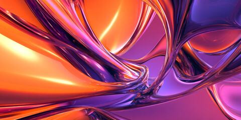 Obraz premium A mesmerizing, colorful abstract background featuring infinite, mirrored reflections. The complex, kaleidoscopic patterns in electric orange, deep sapphire, and luminous lavender create a dynamic,