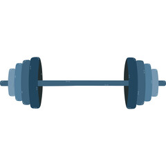 Lovely cartoon barbell with weights for powerlifting, bodybuilding. Sport and competition tool for home and gym training for strong muscles. Cute hand drawn fitness clipart isolated on background.