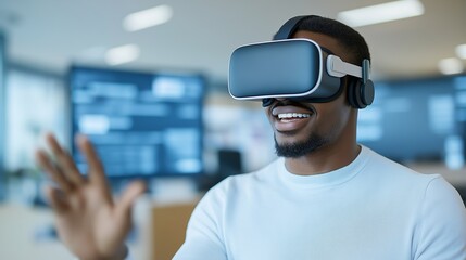 Teacher engages students using virtual reality technology to enhance learning experience in modern classroom