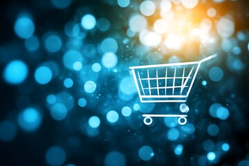 Online Shopping Cart for Festive Bokeh Background.