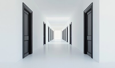 Obraz premium Empty hallway with black doors