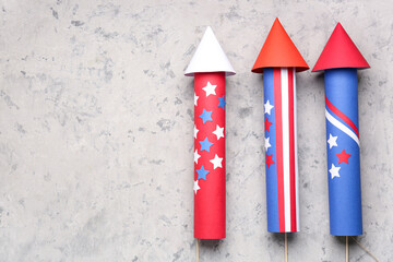 Firework rockets for Independence Day on grunge background