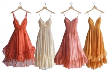 Obraz premium Group of dresses hanging from a rack