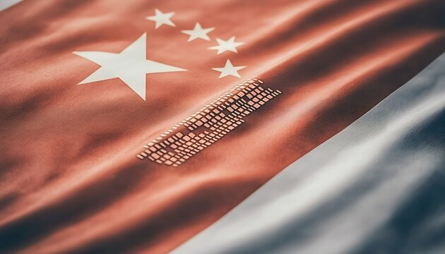 China Flag for Data Stream, Digital, Economy.