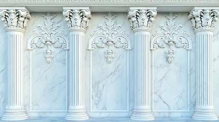 Obraz premium Elegant Marble Columns: A 3D Render of Classical Architecture AI Generated