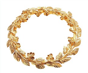 Golden laurel wreath frame with ornate decorative leaves