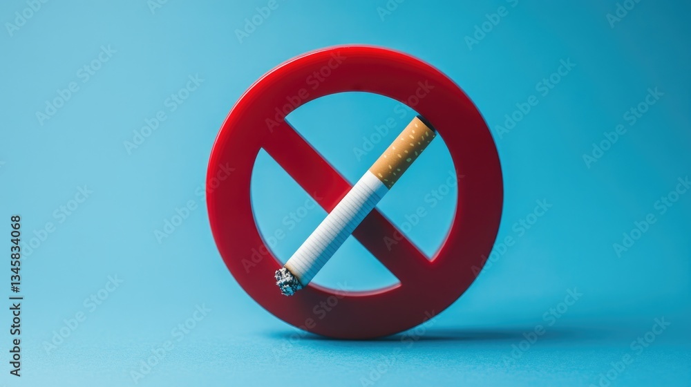 Poster a red stop sign with a lit cigarette inserted into its center