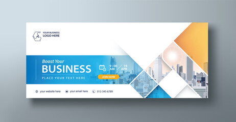 Corporate web banner mockup, a social media template for branding and a cover header background for websites