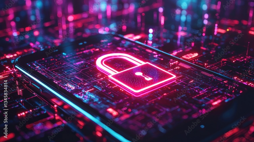Aufkleber a digital phone screen displaying security and data protection