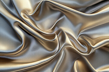 Fototapeta premium A highly detailed fabric texture background with tightly woven silk in shimmering gold and silver tones. The ultra-smooth surface and reflective highlights create a sense of fluidity, making it ideal