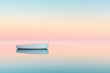 Calm Dawn: Minimalist Boat on Serene Waters.